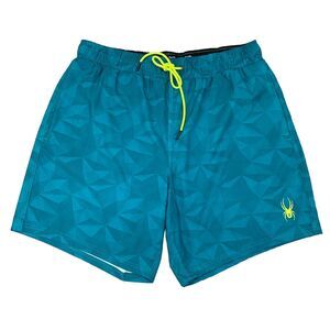 Spyder Swim Trunks Mens XXL 2XL Teal Brief Lined Drawstring Tie Beach Shorts